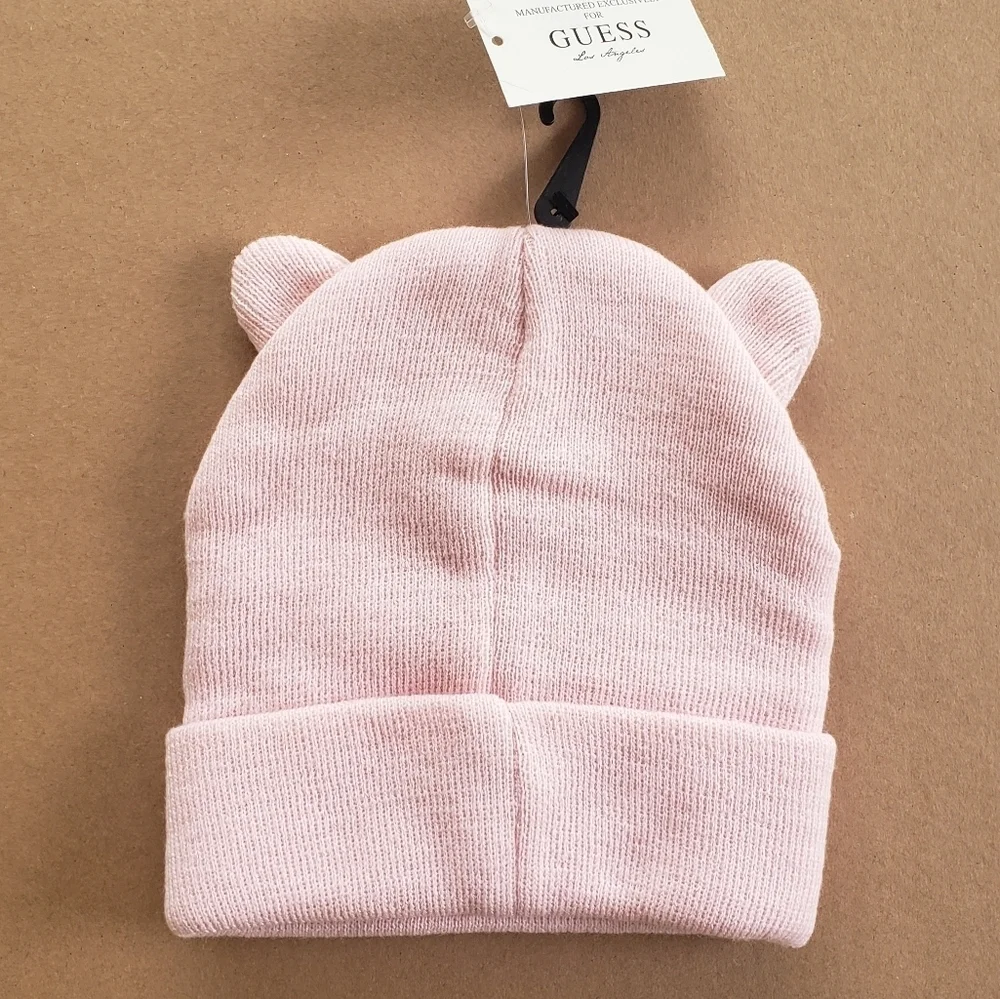 NEW GUESS Pink Cat Sequin Girls Beanie